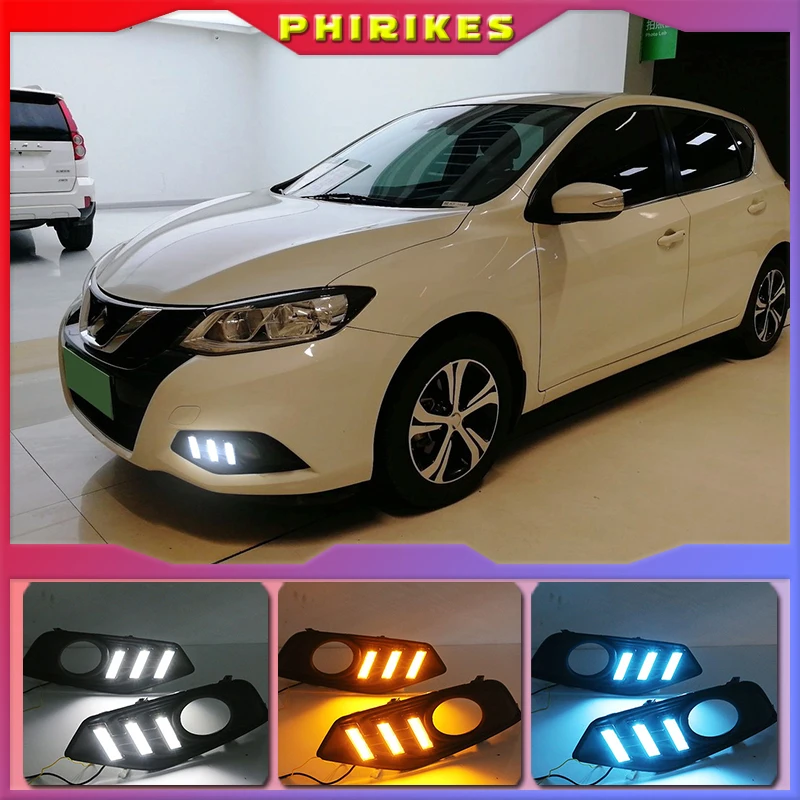 

1 пара для Nissan Tiida 2016-2019 12 В Автомобильные светодиодные дневные ходовые огни лампа DRL Противотуманные фары