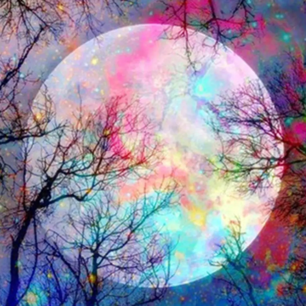 3d Алмазная мозаика макет Луна Дерево тень алмазная живопись вышивка крестиком