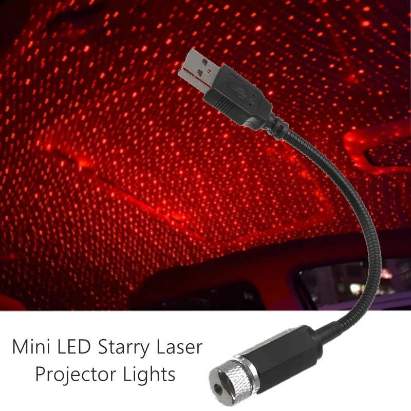 

USB Mini LED Starry Laser Atmosphere Ambient Projector Lights Auto Decoration Night Galaxy Lamp Car Roof Star Light Interior