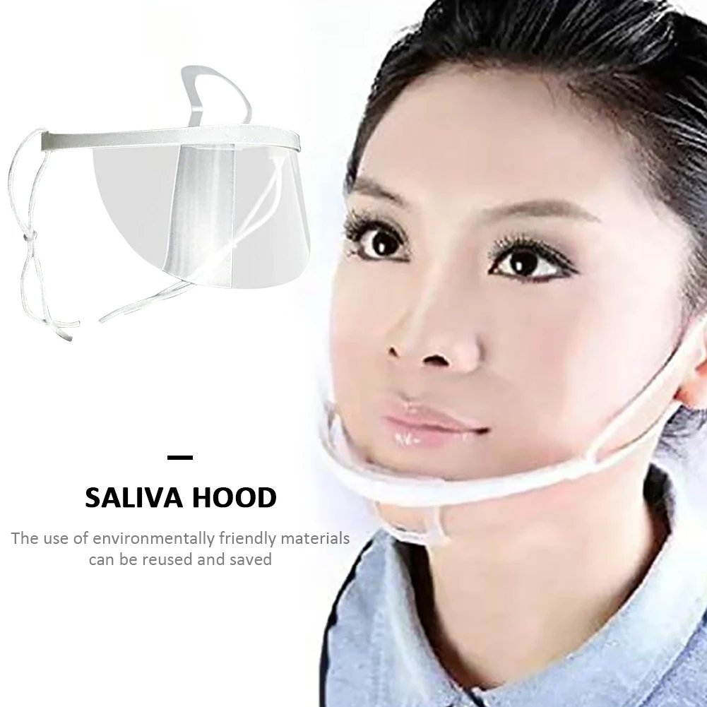 

Reusable Clear Transparent PET Chef Mouth Mask Shield for Restaurant Hotel Beauty Barber Shop Anti-Fog Sanitary Open Face Guard