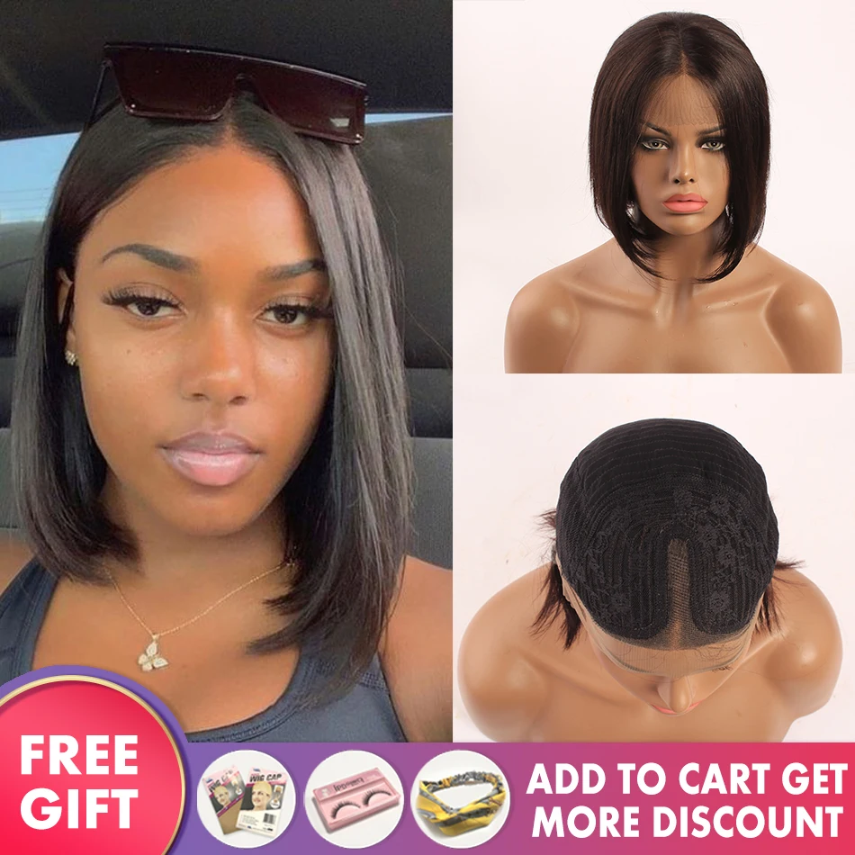 

Short Bob wig bone straight lace front wig 13x4x1 lace frontal wig Brazilian lace front human hair wigs for women Middle T part