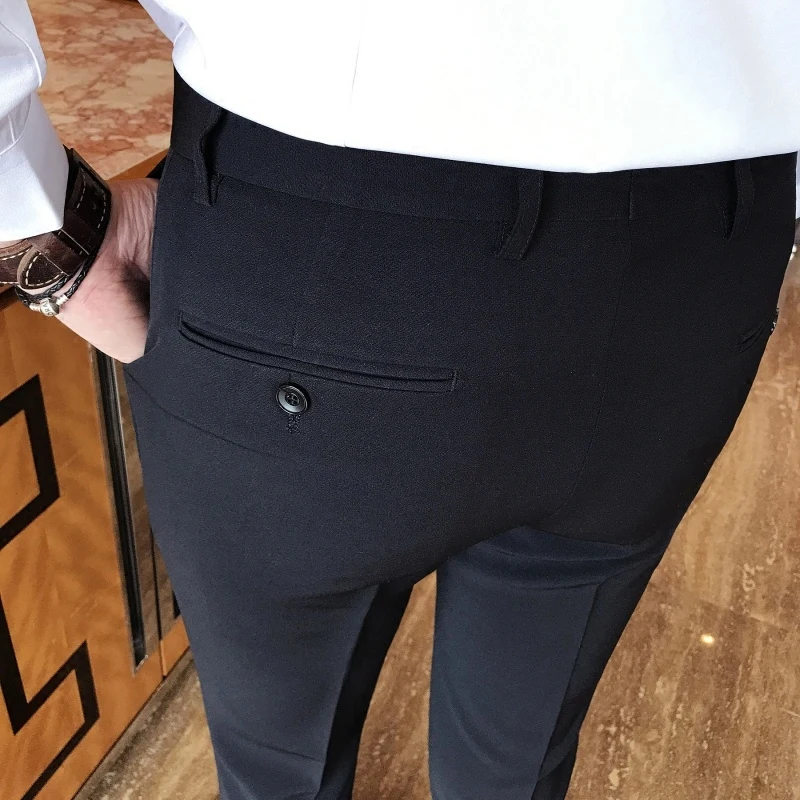 

2020 Mens Slim Fit Business Dress Pants for Men Suit Pants Men Spring Formal Suit Trousers Black White Blue Dress Pants Men