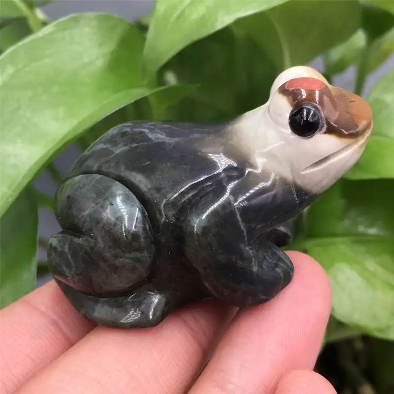 1 шт. натуральная Океаническая яшма кристалл кварца лягушка украшение дома Рейки