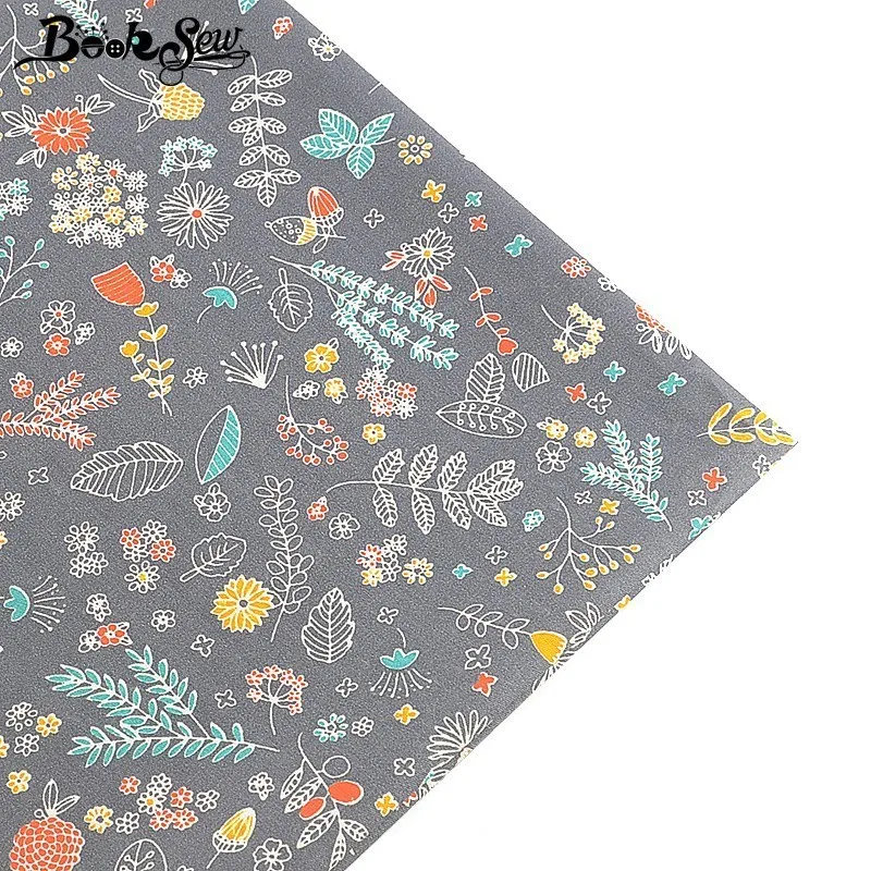 Booksew Gray100 % хлопок Telas Tecido Печатный цветочный лоскутный шитье материал твил DIY
