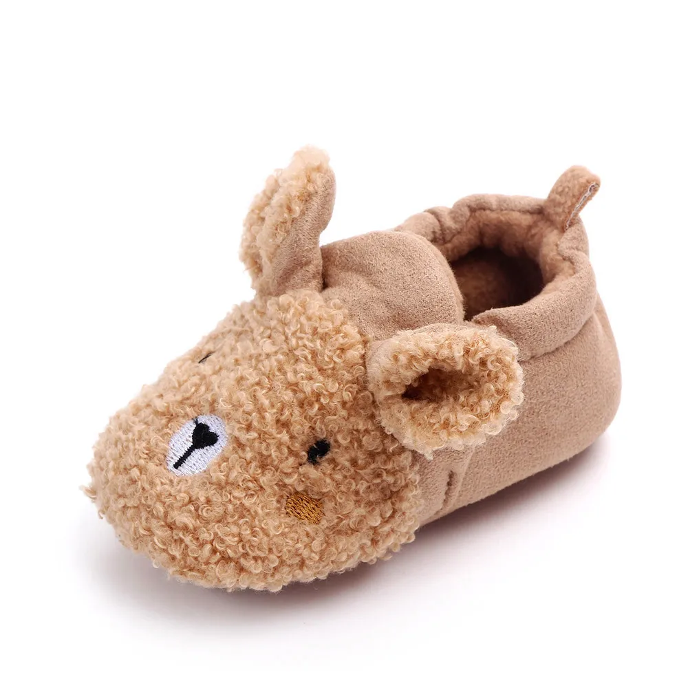 Light Browen Mouse Детская обувь; удобные флисовые пинетки с нескользящей подошвой; теплые носки для зимы; обувь для маленьких мальчиков - Цвет: Light Browen Mouse
