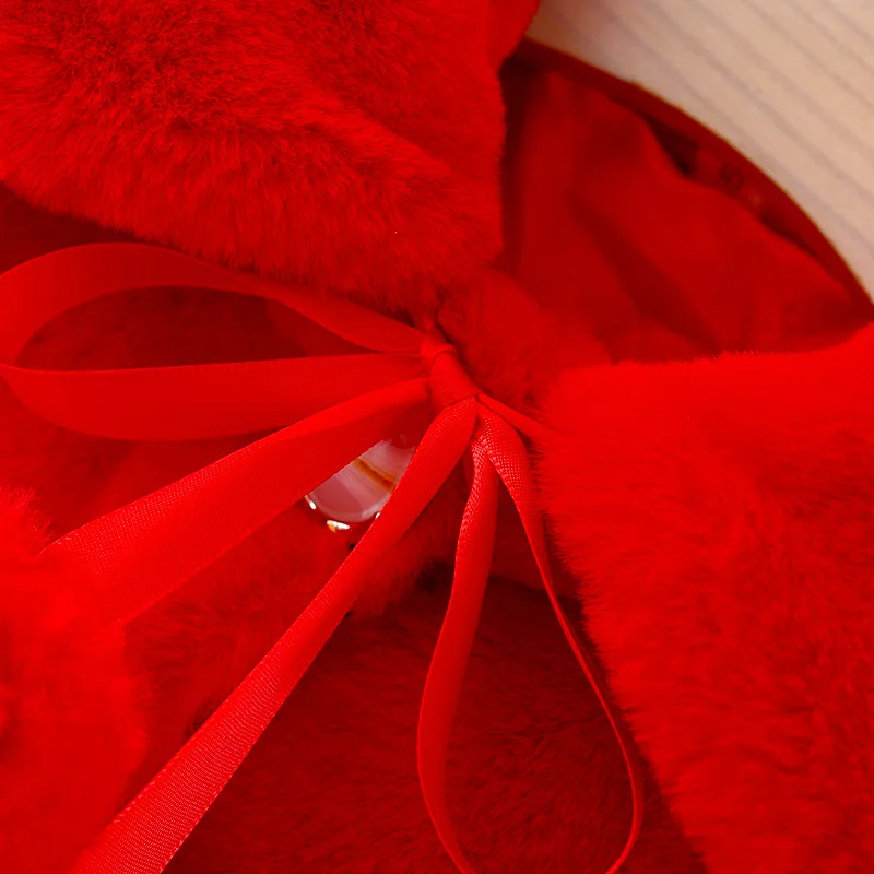 

Cute Cartoon Carrot Furry Winter Baby Girl Jacket Outerwear Jacket New Year Wedding Cloak Coat for Kids