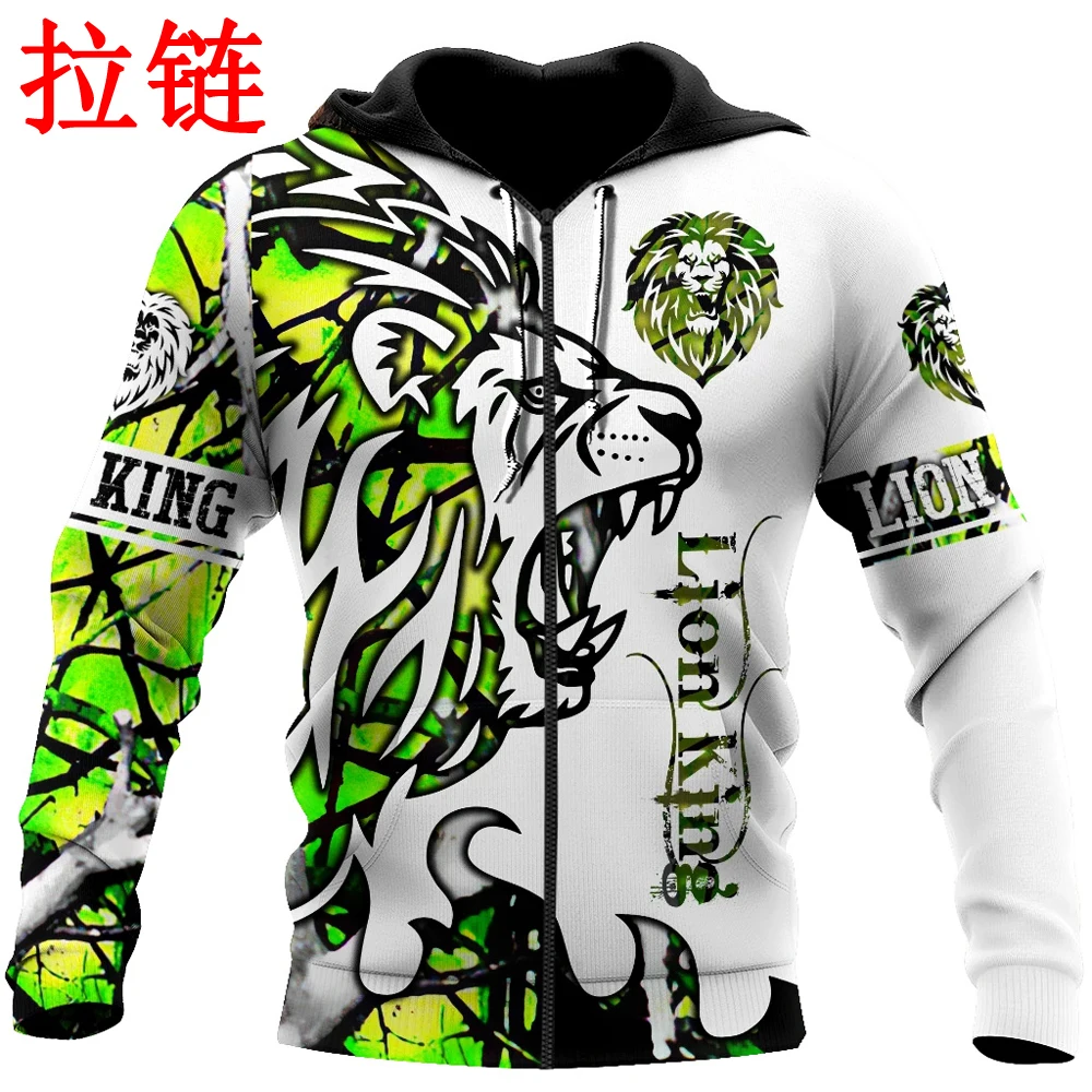 Beautiful Lion green Tattoo camo 3D Printed Mens hoodies Harajuku Streetwear Fashion Hoodie Unisex Jacket Pullover KJ0136