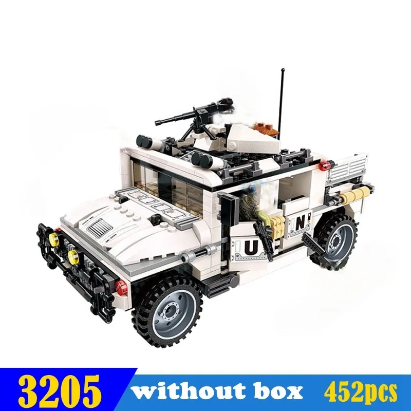 

3205 452pcs Education Building blocks tank Stacking Armored Hummer Vehicle Moto Weapon Brick Toys for children Christmas Gifts