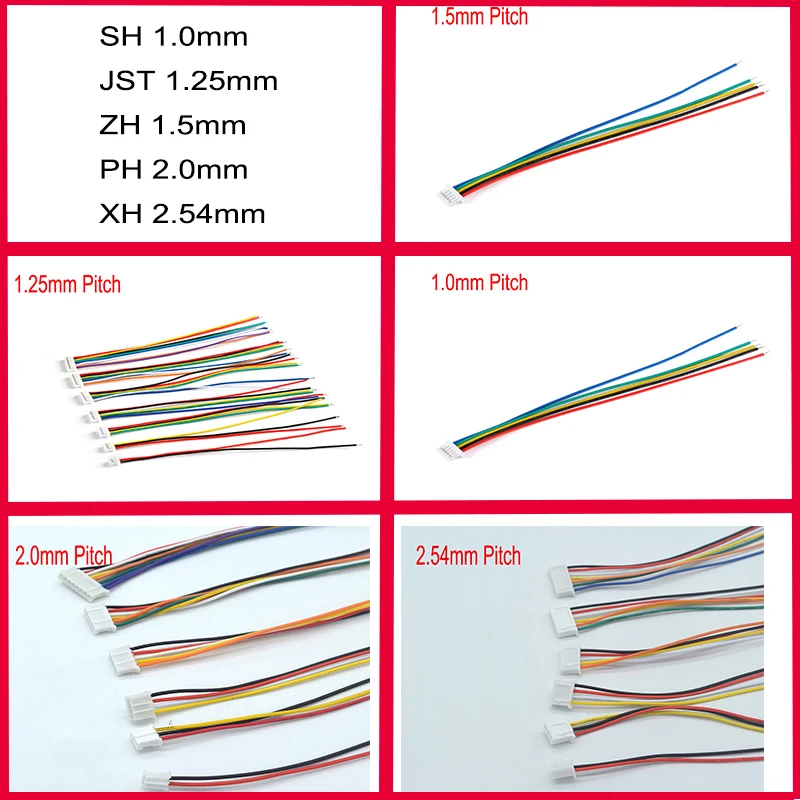 Штекерный разъем SH/JST/ZH/PH/XH 10 шт. с проводом 2PIN /3/4/5/6/7/10P 1 0 мм 25 5 2 54 мм|Соединители| |