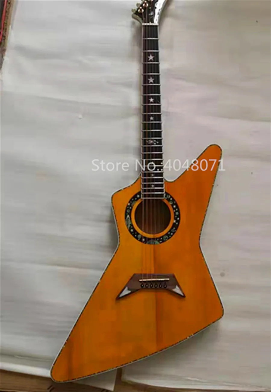 Transporte gratuito, guitarra de ganso de 6 cuerdas, incrustación de 5 estrellas