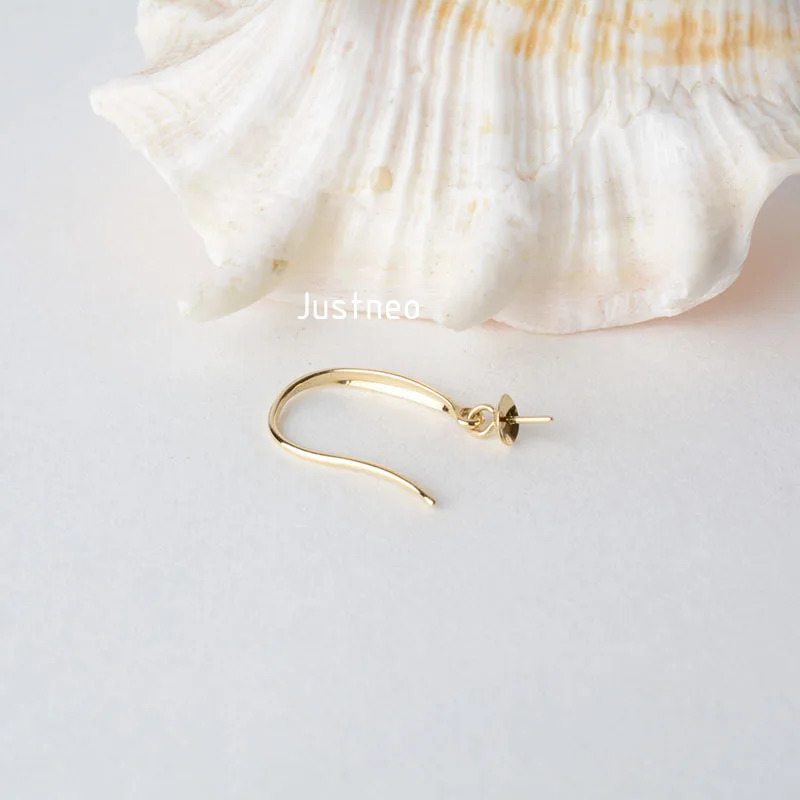 Серьги-Крючки из 18-каратного золота с шапочками бисера Eyepin однотонные жемчужные