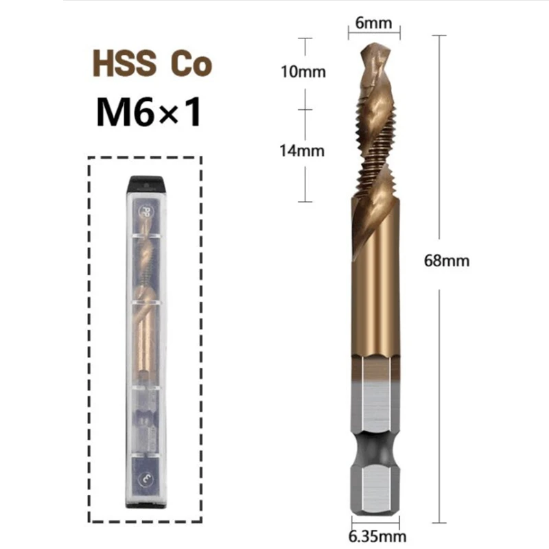 

Набор сверл с шестигранным хвостовиком, 1/4 дюйма, M3/ M4 /M5 /M6 /M8/ M10