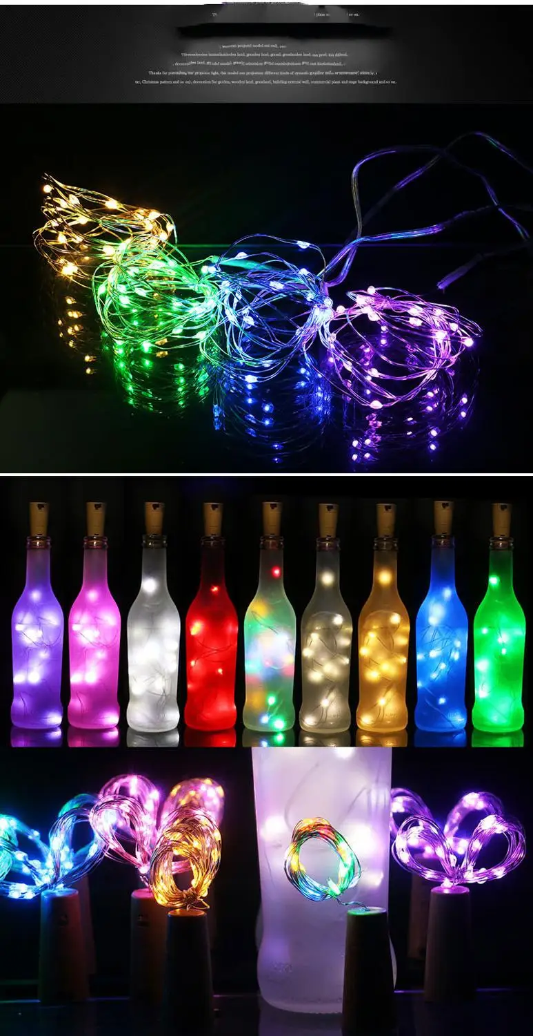 Battery-powered cork bottle light 1m / 2m DIY LED light bar light birthday party wine bottle stopper light bar (without battery)