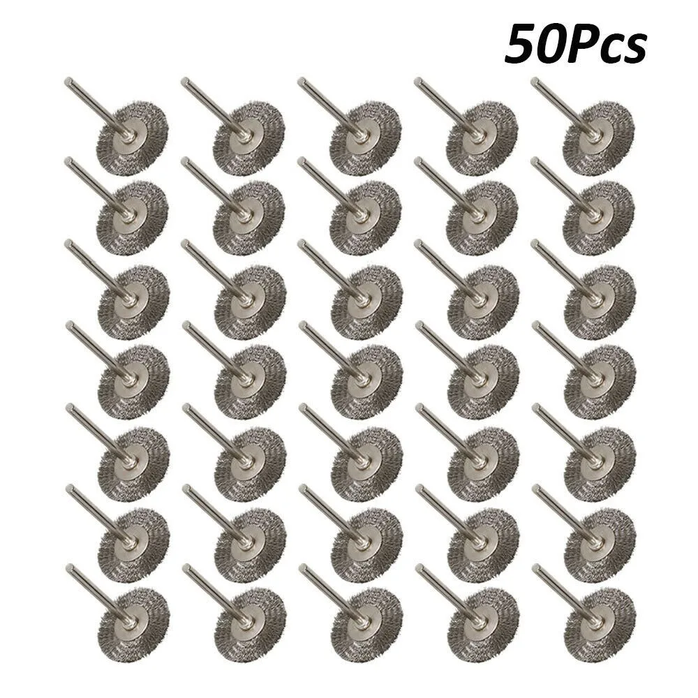 

50x T Shaped 25mm 1/8 Shank Stainless Steel Wire Brushes Polishing Rotary Tool