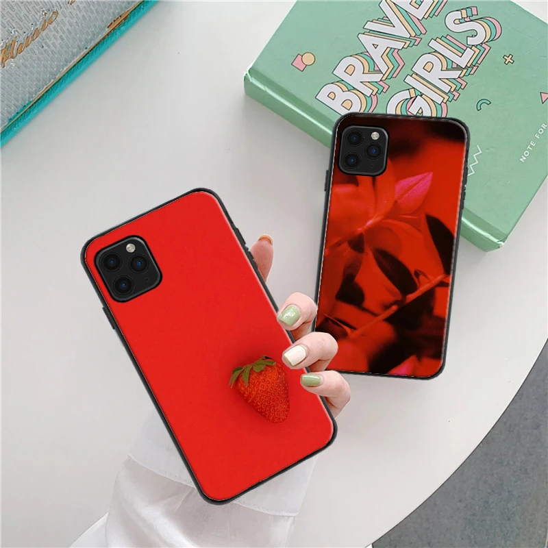 

New Trendy Red Mobile Phone CaseFor iPhone 12 13 Mini 11 Pro Max X XR XS Max 7 8 6s Plus SE 2020 Silicone Bumper Cover
