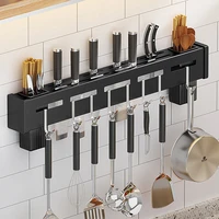 knife holder stainless steel punch free kitchen household multifunctional storage rack wall mounted pot cover shovel spoon rack