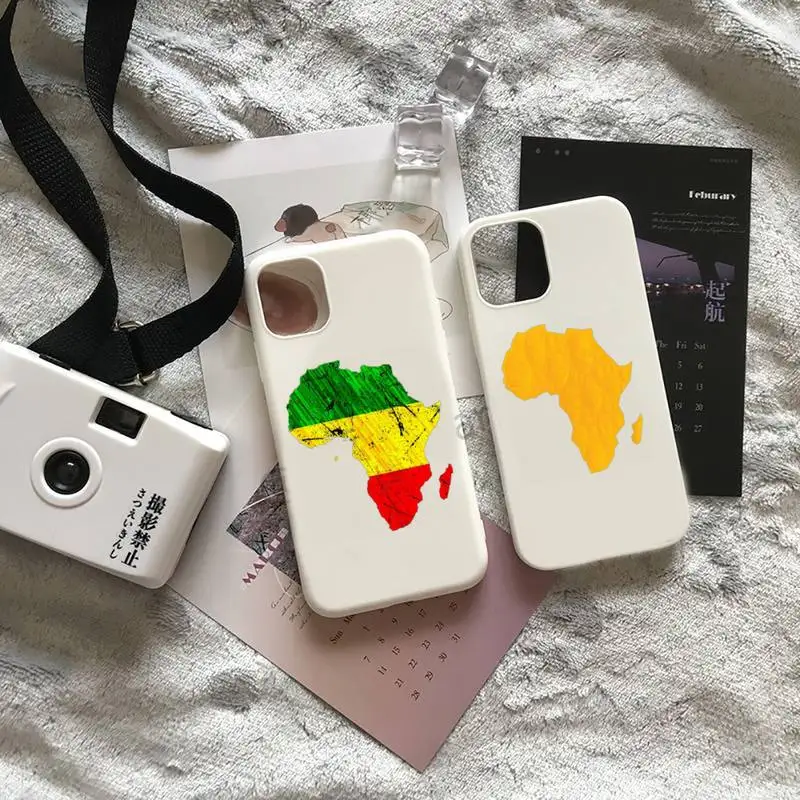 

Africa Map pattern Phone Case Candy Color for iPhone 6 7 8 11 12 s mini pro X XS XR MAX Plus