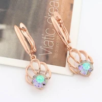 new trend drop earrings hollow earring rose gold round color earrings women wedding fine cute fashion jewelry 2022