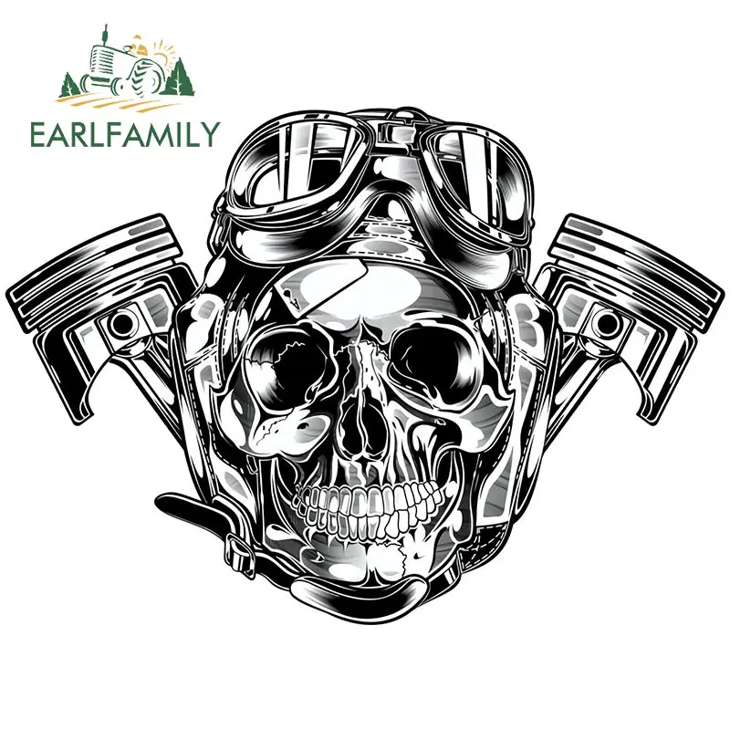 Автомобильные наклейки EARLFAMILY виниловые с черепом пилота аксессуары для