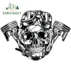 EARLFAMILY автомобильные наклейки для пилота, черепа, виниловые наклейки, автомобильные аксессуары для мотоцикла, забавные наклейки с черепом, Стильный автомобильный Стайлинг