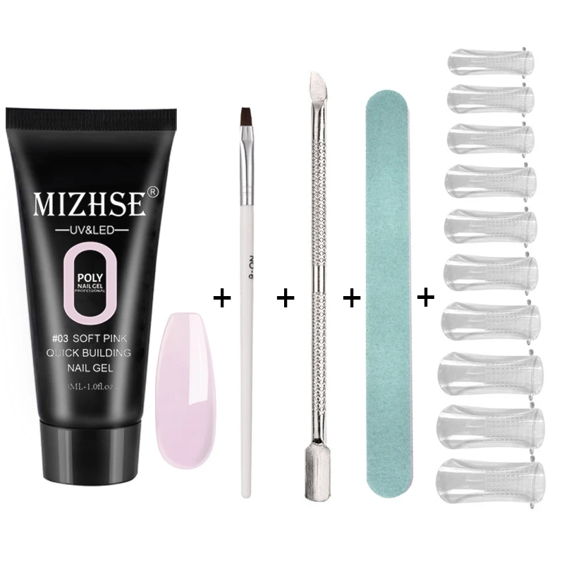 MIZHSE Crystal Jelly Gum Poly Gel Set 30ml Crystal Jelly Builder Nail Finger Extension Hard UV Gel Lacquer Manicure Tips - Цвет: MS-Set03-P03