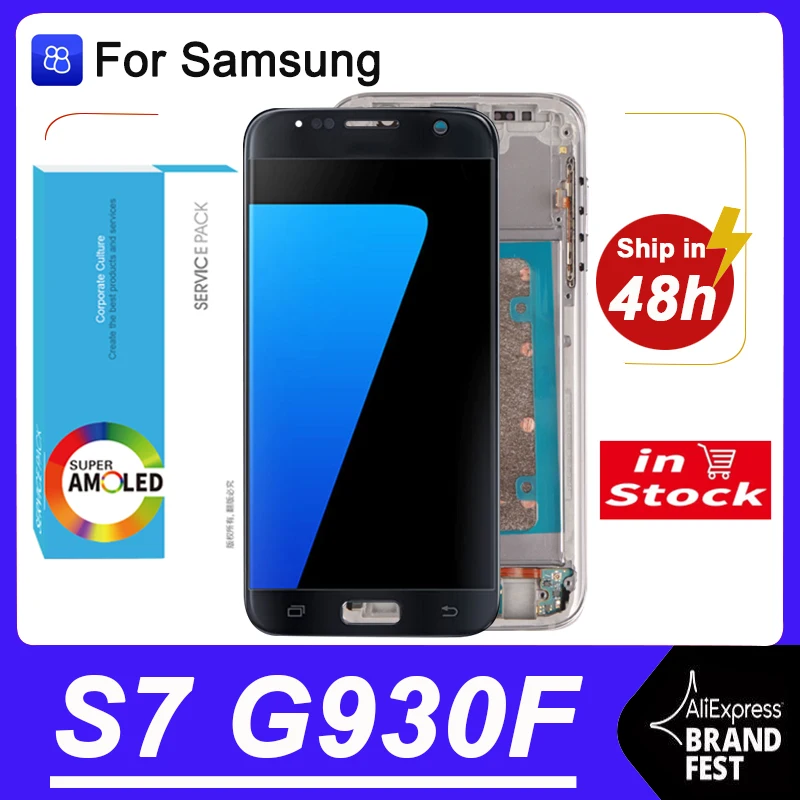 100% Оригинальный 5 1 &quotAMOLED для Samsung Galaxy S7 G930 G930F SM ЖК дисплей с рамкой сенсорный
