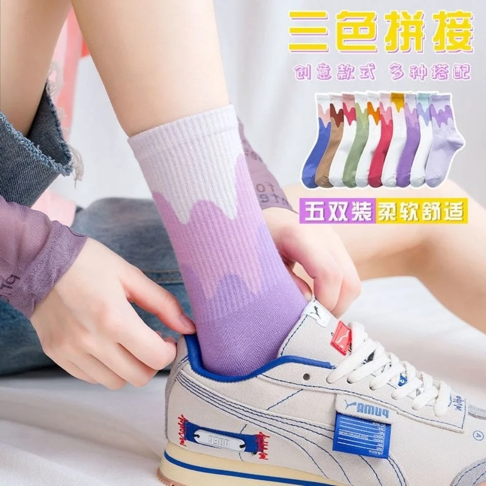 

Socks children's Korean version of Chinese fashion Lovely Japanese black and white versatile summer thin women's stockings