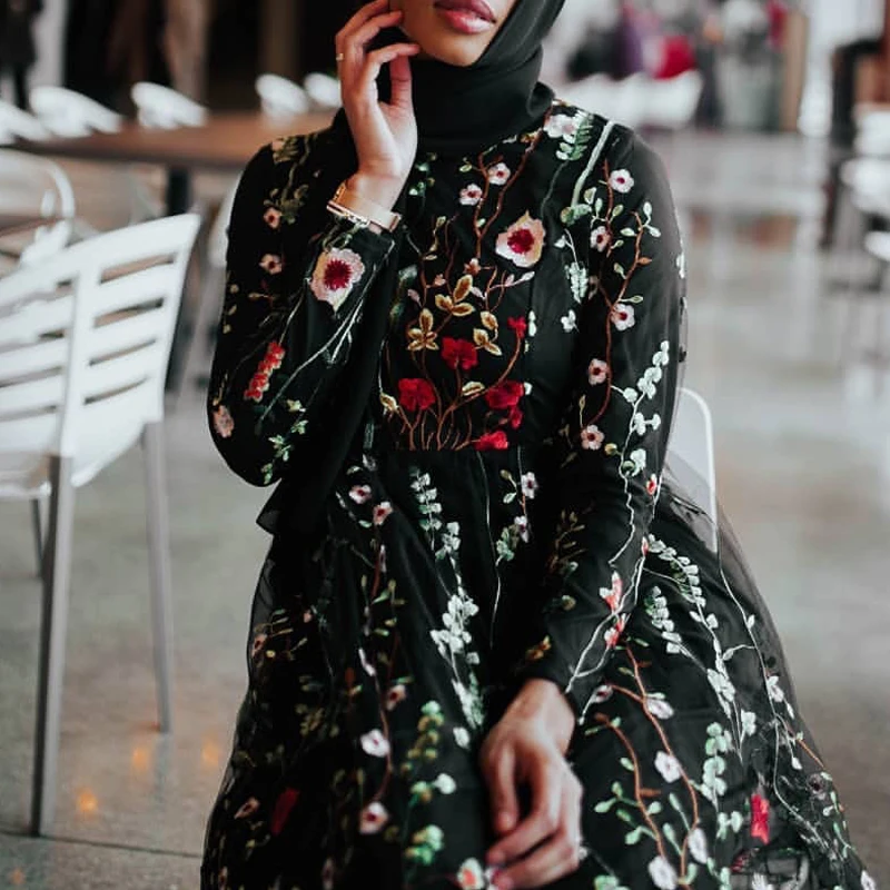 Цветочная абайя Дубай хиджаб мусульманское платье мусульманская одежда Abayas для