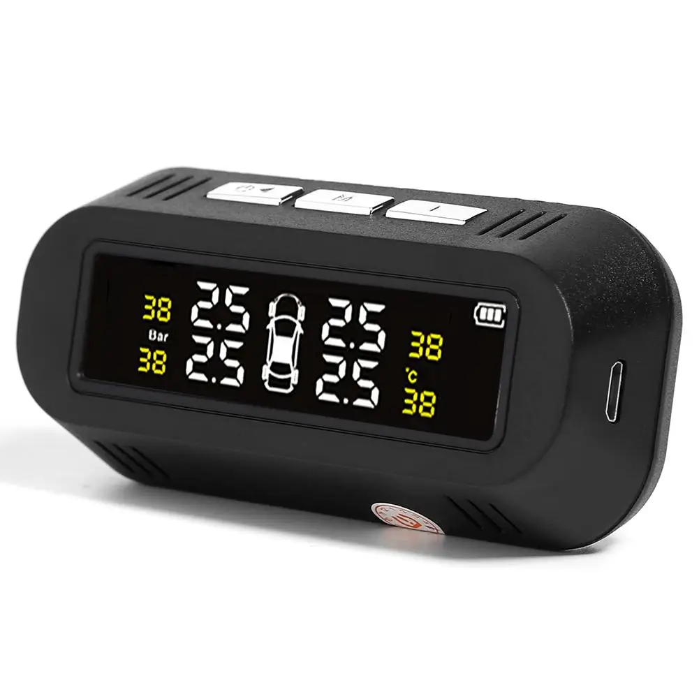 

C68 USB+Solar Powered Car TPMS Tire Pressure Monitor System w/4 External Sensors Cloudy And Unstoppable Battery Life