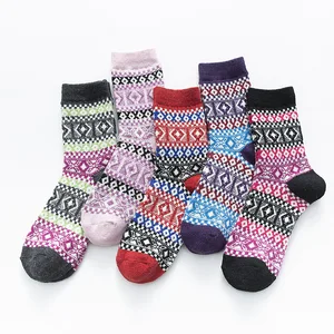 HSS Брендовые женские шерстяные носки 2020 новые зимние теплые кашемировые носки плотные Повседневные Дышащие носки с геометрическим узором для девочек 5 пар