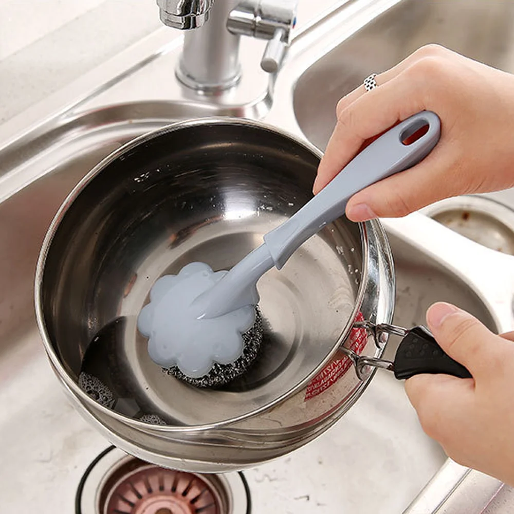 Щетки с длинной ручкой для сковородок щетка из нержавеющей стали шариками