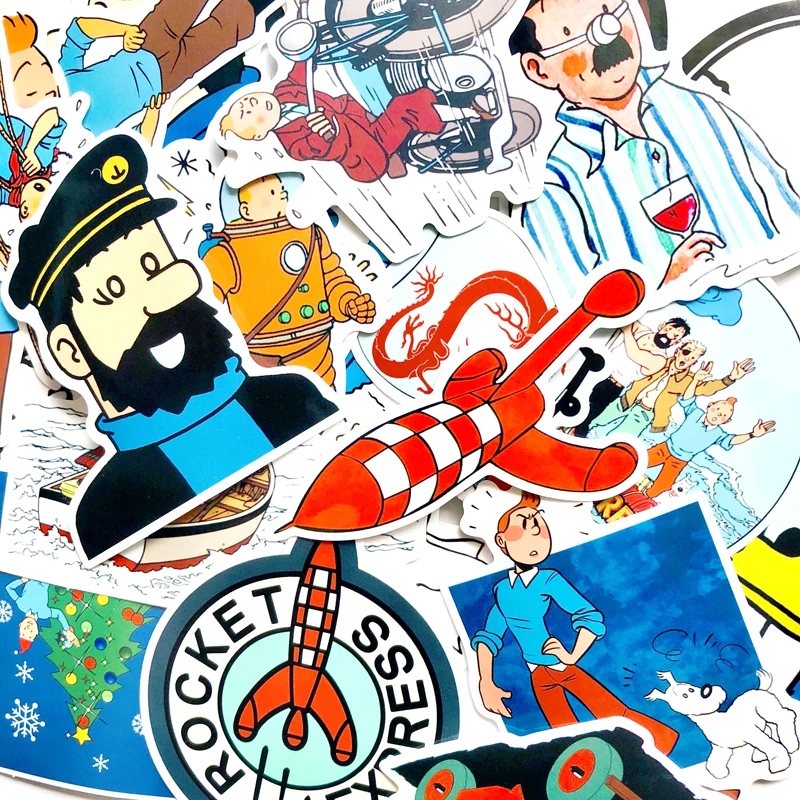

25PCS Adventures of Tintin Anime Stickers For Luggage Skateboard Phone Laptop Stickers Kids Toy scrapbooking Decals