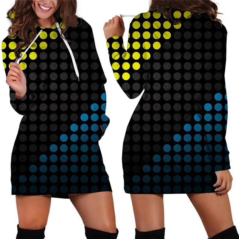 

3D Print Hoodies Dress Women Hooded Dress Popular Sweatshirt Female Long Sleeve Pullovers A Fashion Casual Dresses WAIBO BEAR