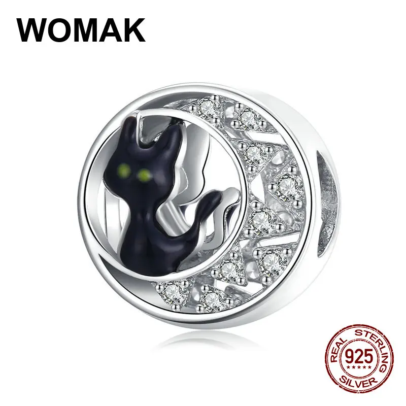 Женский кулон из серебра 100% пробы с черным котом|Бусины| |