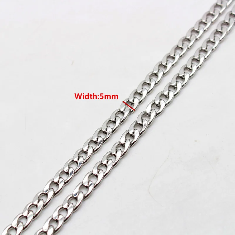Width about 5mm 50 см, 60 см, 70 см, цепочка Figaro, ювелирное изделие, классическое ожерелье 3-6 мм, цепочка из нержавеющей стали серебряного цвета для мужчин и женщин - Metal Color: Width about 5mm