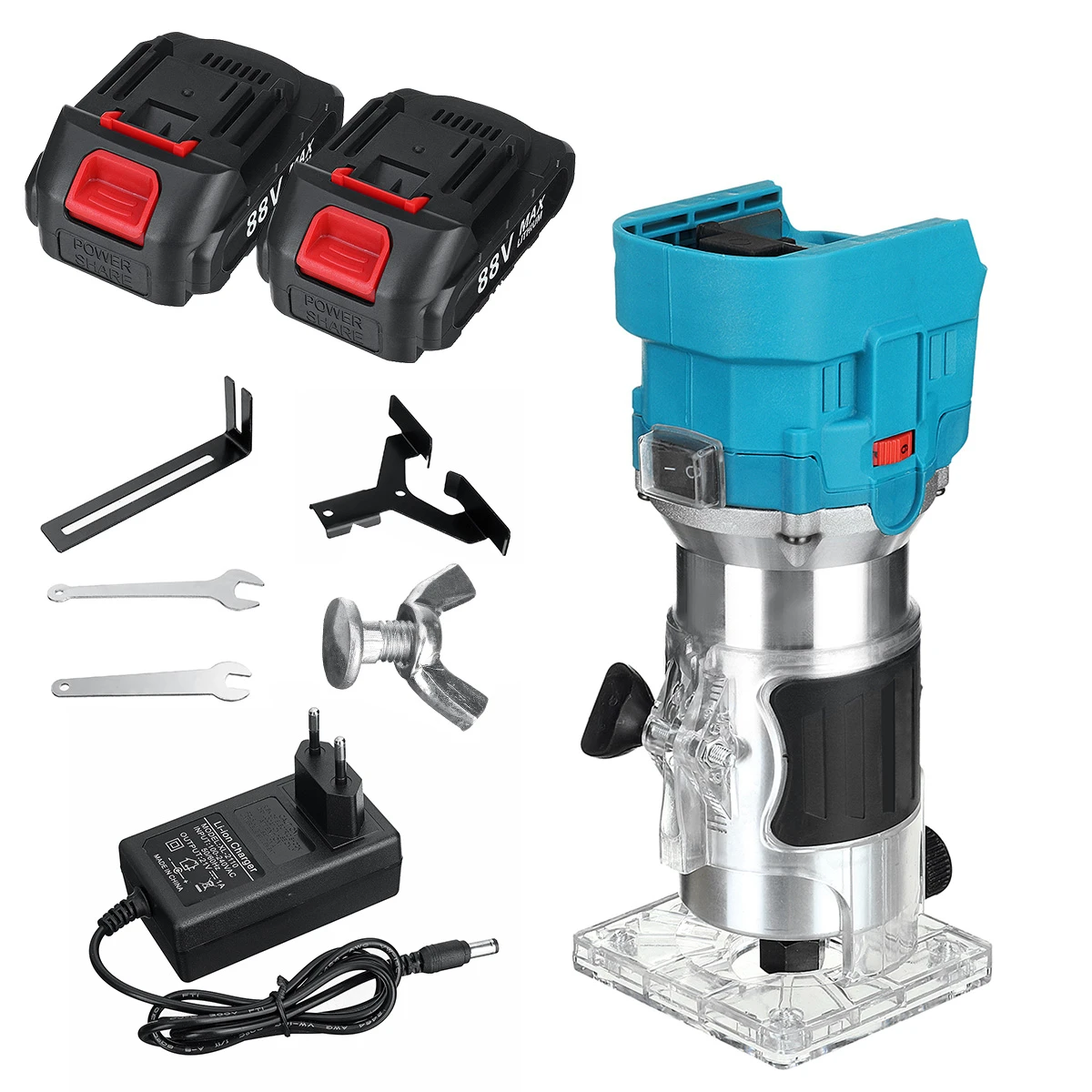 

6 Speeds 30000RPM 88V Brushless Electric Trimmer Cordless Rechargeable Wood Router Hand Trimming Machine for Makita 18V Battery