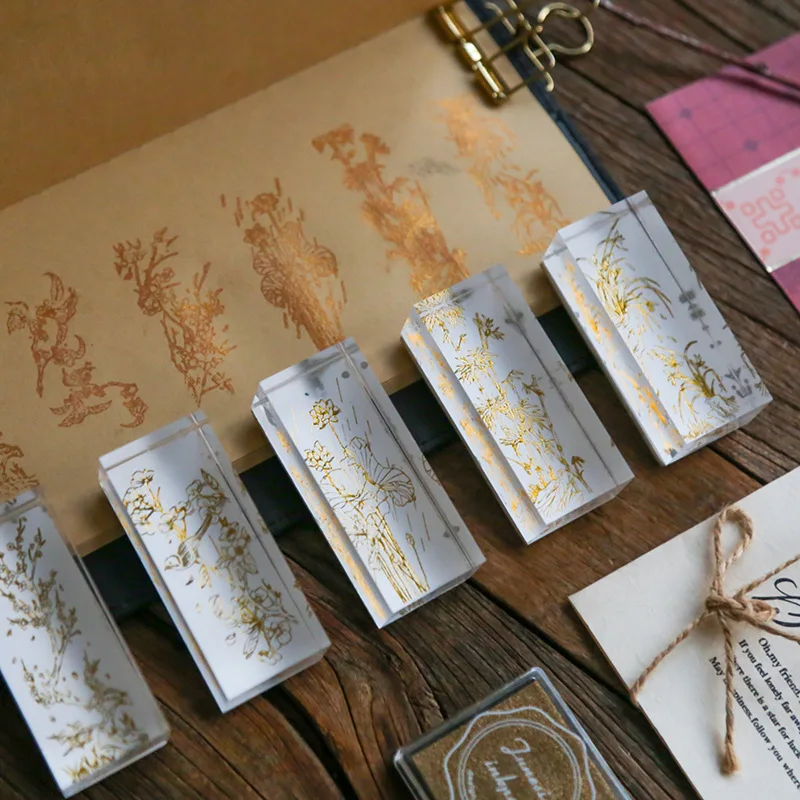 Кристально прозрачная печать растения DIY Деревянные и резиновые штампы для