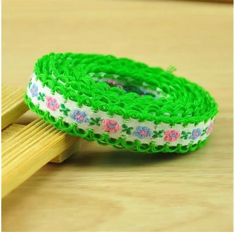 

1M Latest Green Lace Fabric Wedding Embroidery Flower Laces Trim 1.2cm Lace Ribbon DIY Sewing Accessories dentelle encajes YU12