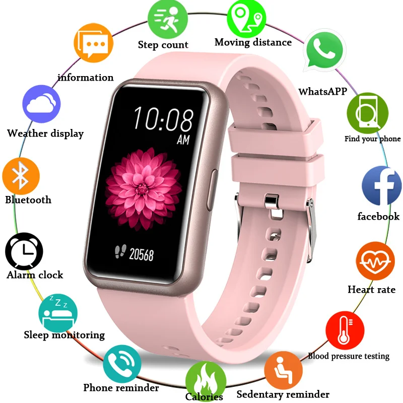 2021 inteligentny zegarek kobiety tętno Monitor zdrowia 172*320 HD niestandardowe Dial IP68 wodoodporna Sport tracker Fitness Smartwatch mężczyzn + Box