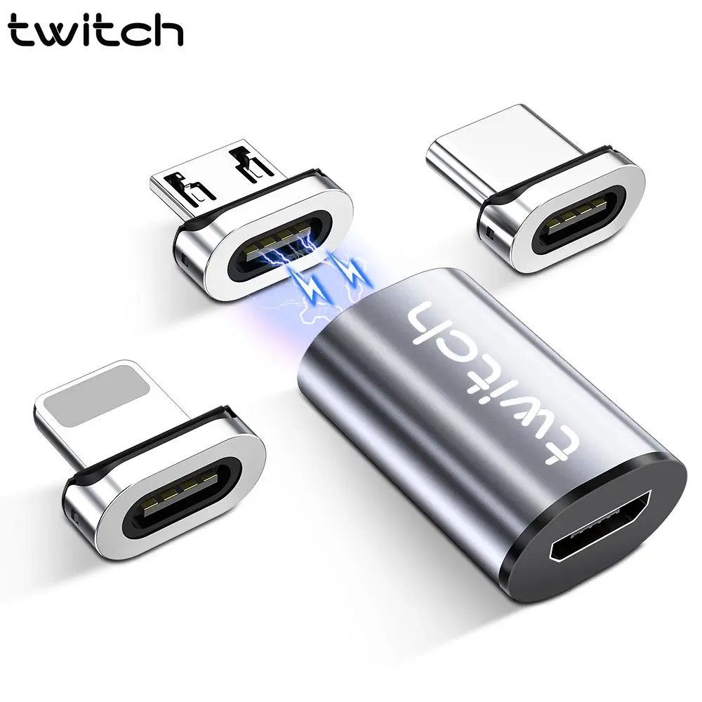 Фото Магнитный адаптер Twitch Micro USB для iPhone Xiaomi Huawei Samsung мама Type C iOS зарядки | Мобильные