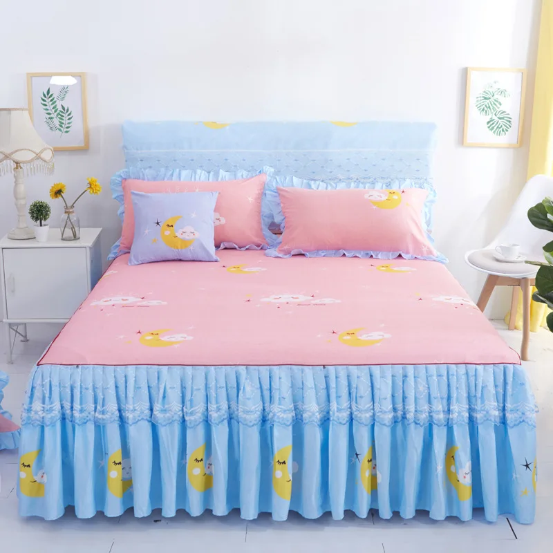 Скандинавские INS кружева гофрированные печатных кровать юбка наволочка 48х74см