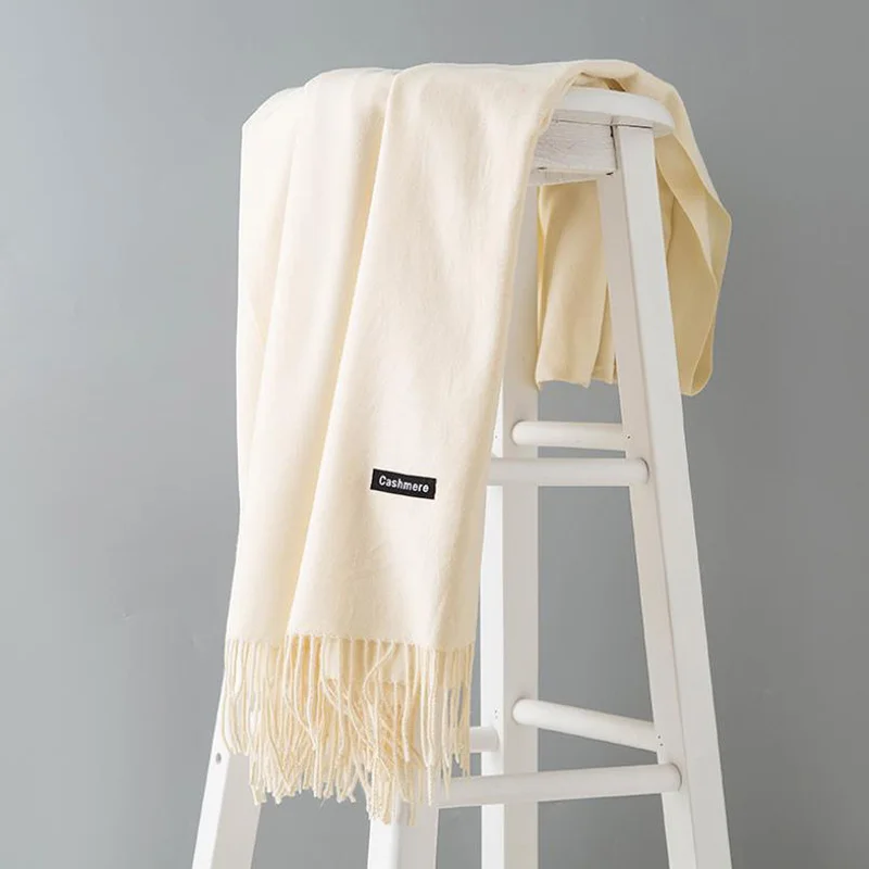 Женский однотонный кашемировый шарф толстые теплые зимние шарфы большой