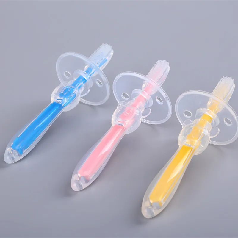 Cepillo de dientes de silicona suave para beb&eacute;, herramienta de entrenamiento Dental, cuidado bucal, mordedor-3