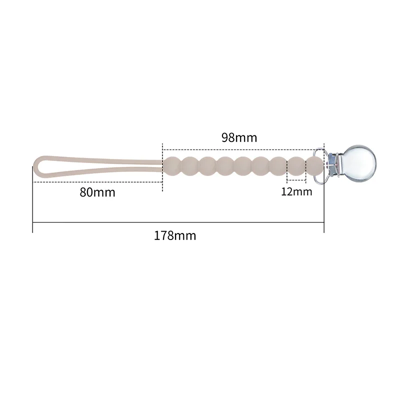 Chenkai-Pinzas redondas de silicona para chupete, cadena sin BPA, DIY, mordedor para beb&eacute;, chupete de lactancia, joyer&iacute;a sensorial, juguetes, 5 uds.-4