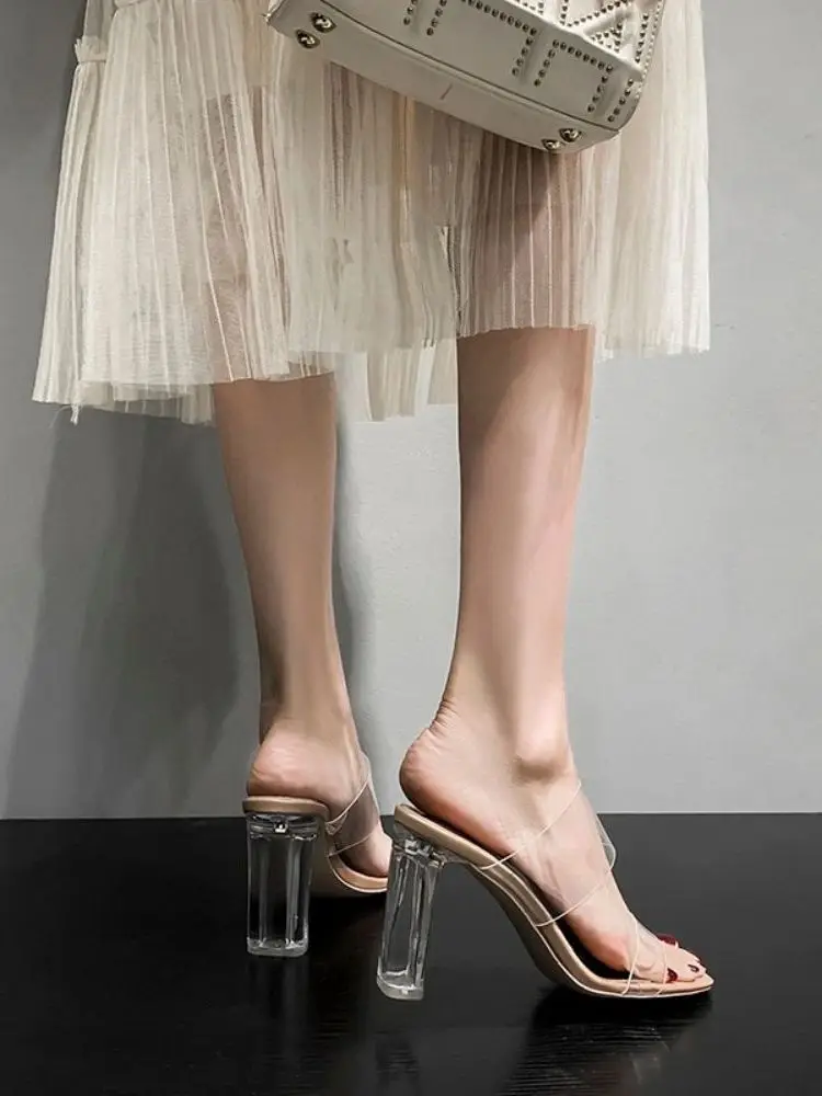 

Transparent Women Sandals Sexy Summer Fashion High Heel Outdoor Slippers Open Toe Shoes Ladies Pumps Sandals Female Flip Flops