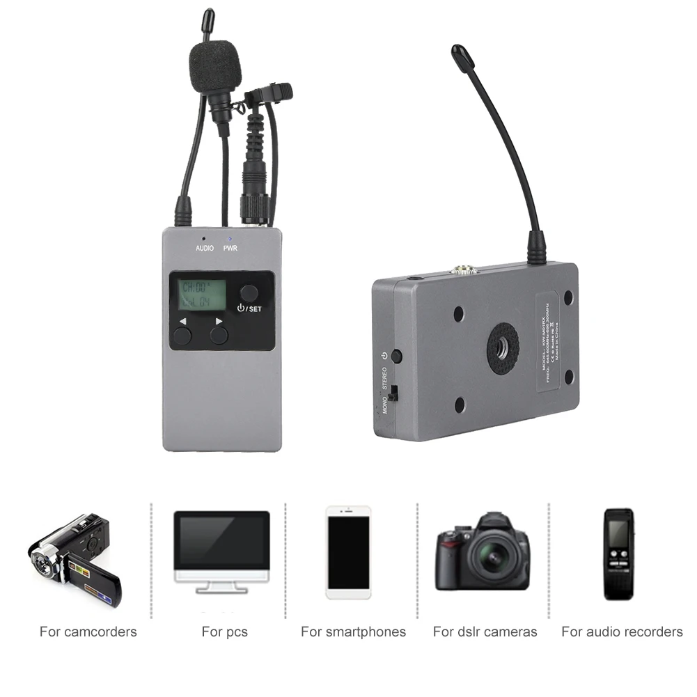 

KW-M01F 1R1T UHF 50-канальный беспроводной приемник микрофона с креплением