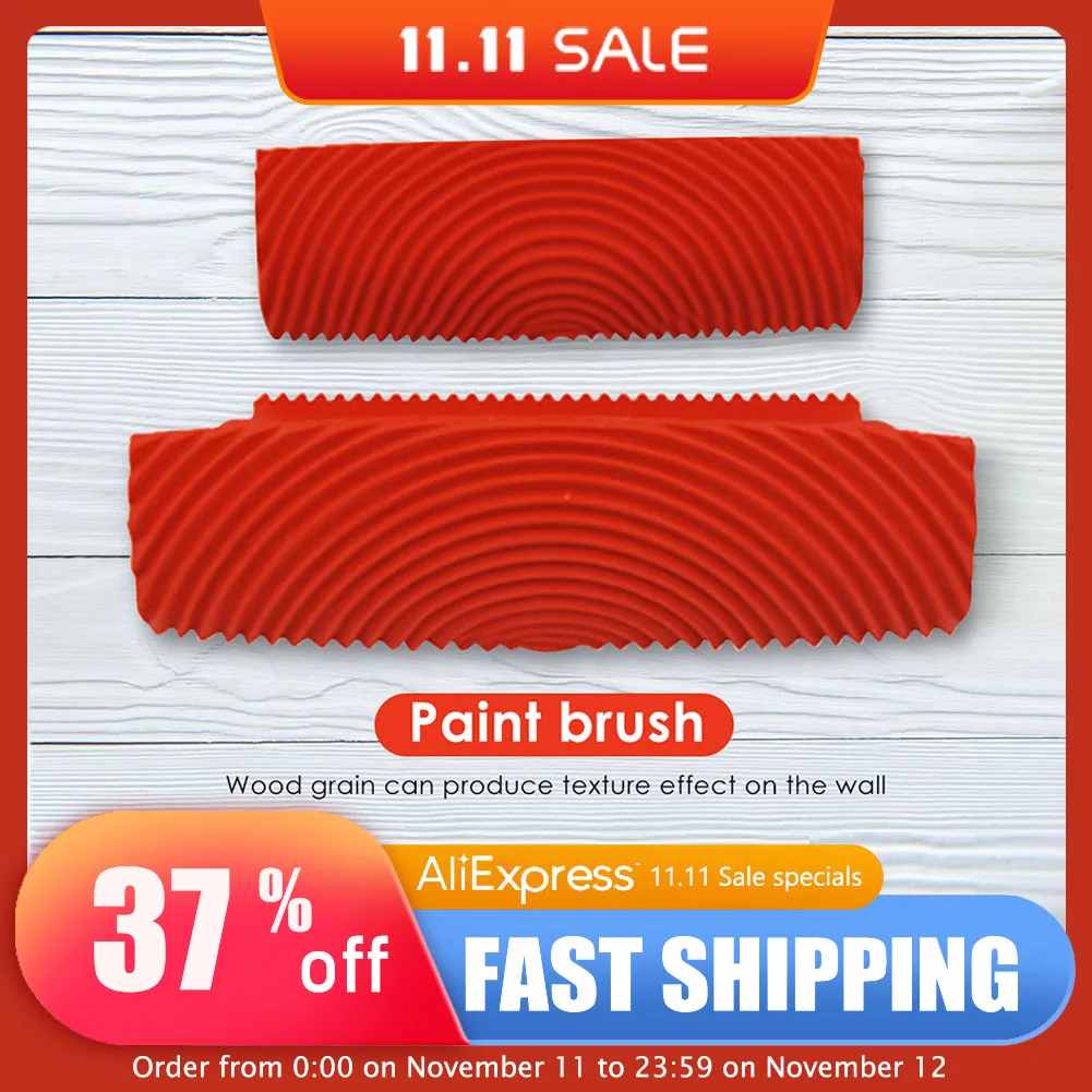 

2Pcs/set Rubber Roller Brush Imitation Wood Graining Wall Painting Home Decoration Art Embossing DIY Brushing Painting Tools