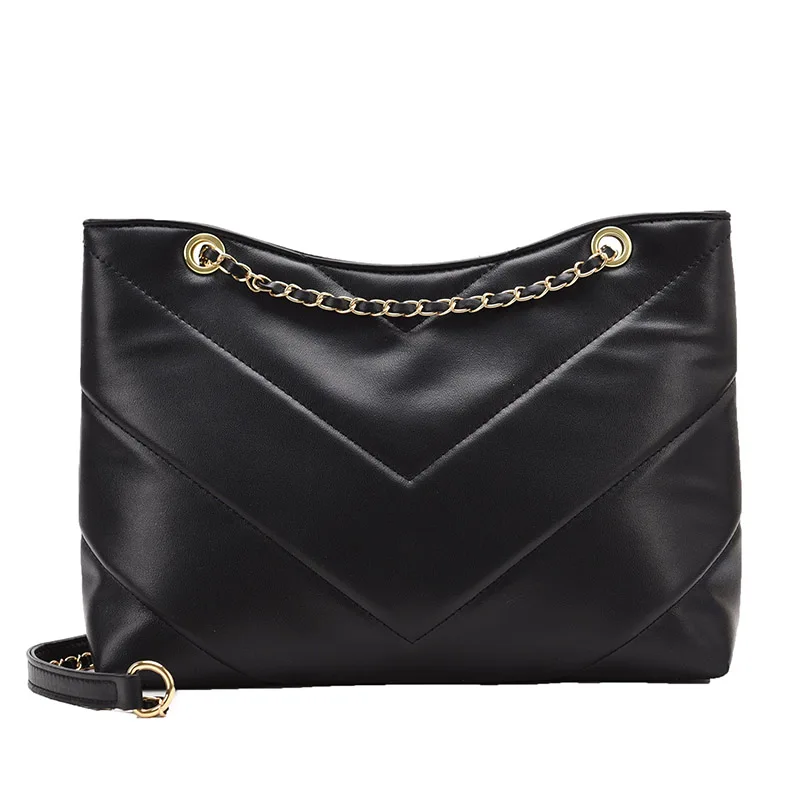 

PU Leather Chain Soft Crossbody Bag for Women 2021 Luxury Brand Lady Shoulder Handbags Female Fashion Solid Color Travel Tote