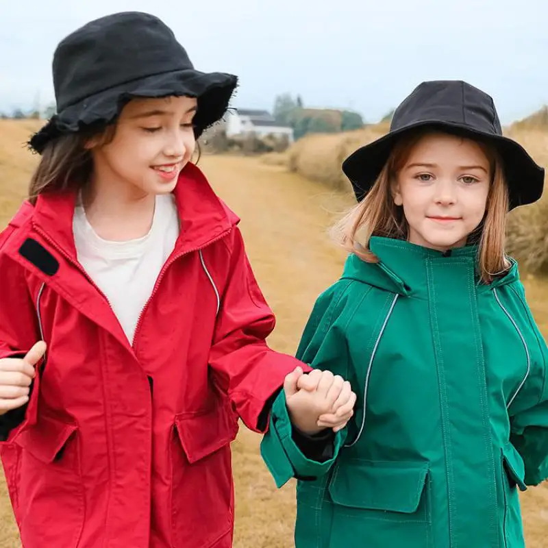 Fashion Sports Jackets For Girls Mid Length Zipper Hooded Coats 5-14y Kids Outdoor Windbreakers Teen Girl Outerwear Outercoats