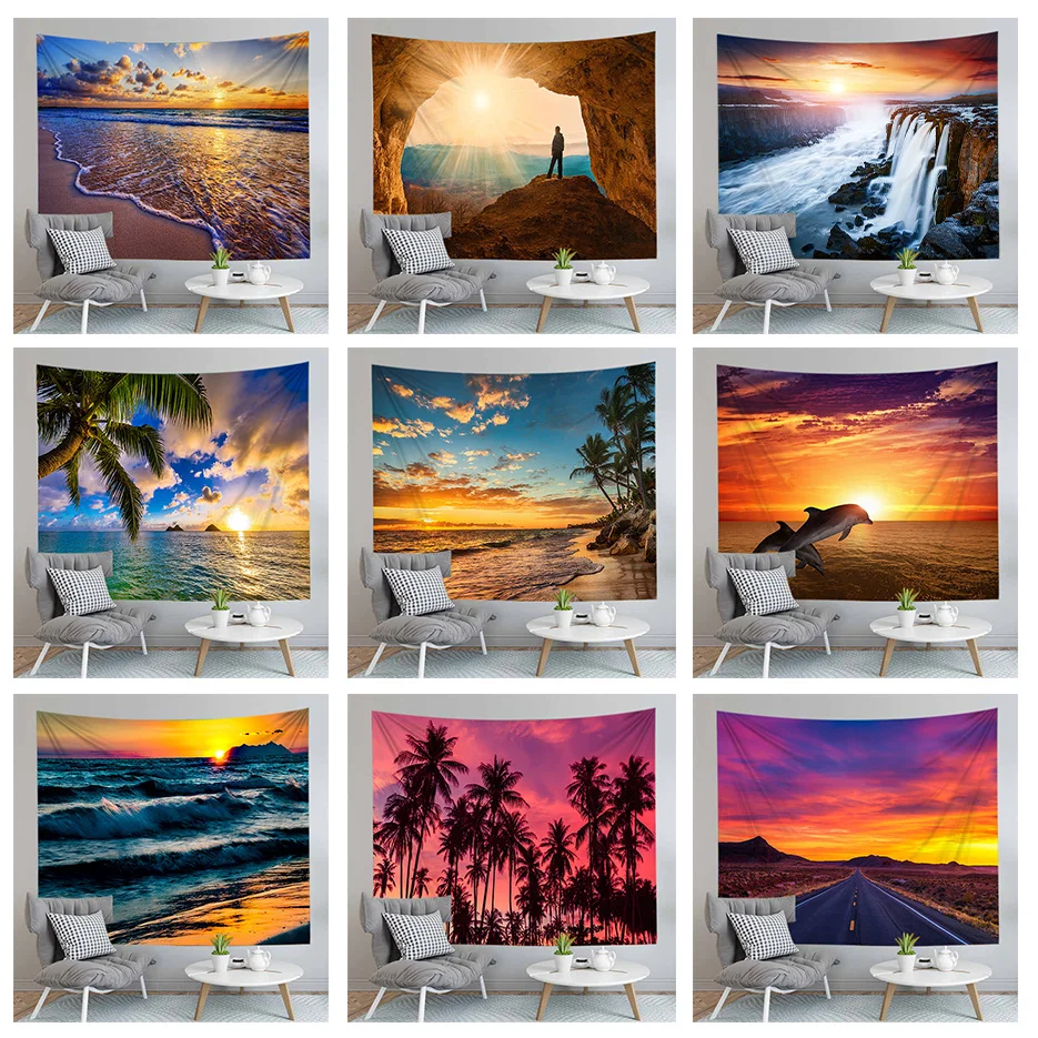 Новый Ландшафтный индийский гобелен настенная подвесная Полиэстеровая ткань